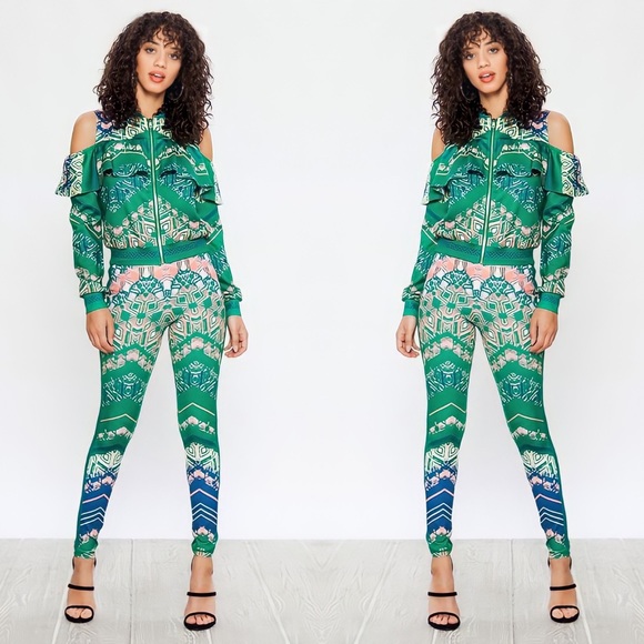 - Cold Shoulder Tracksuit Set - Picture 2 of 4